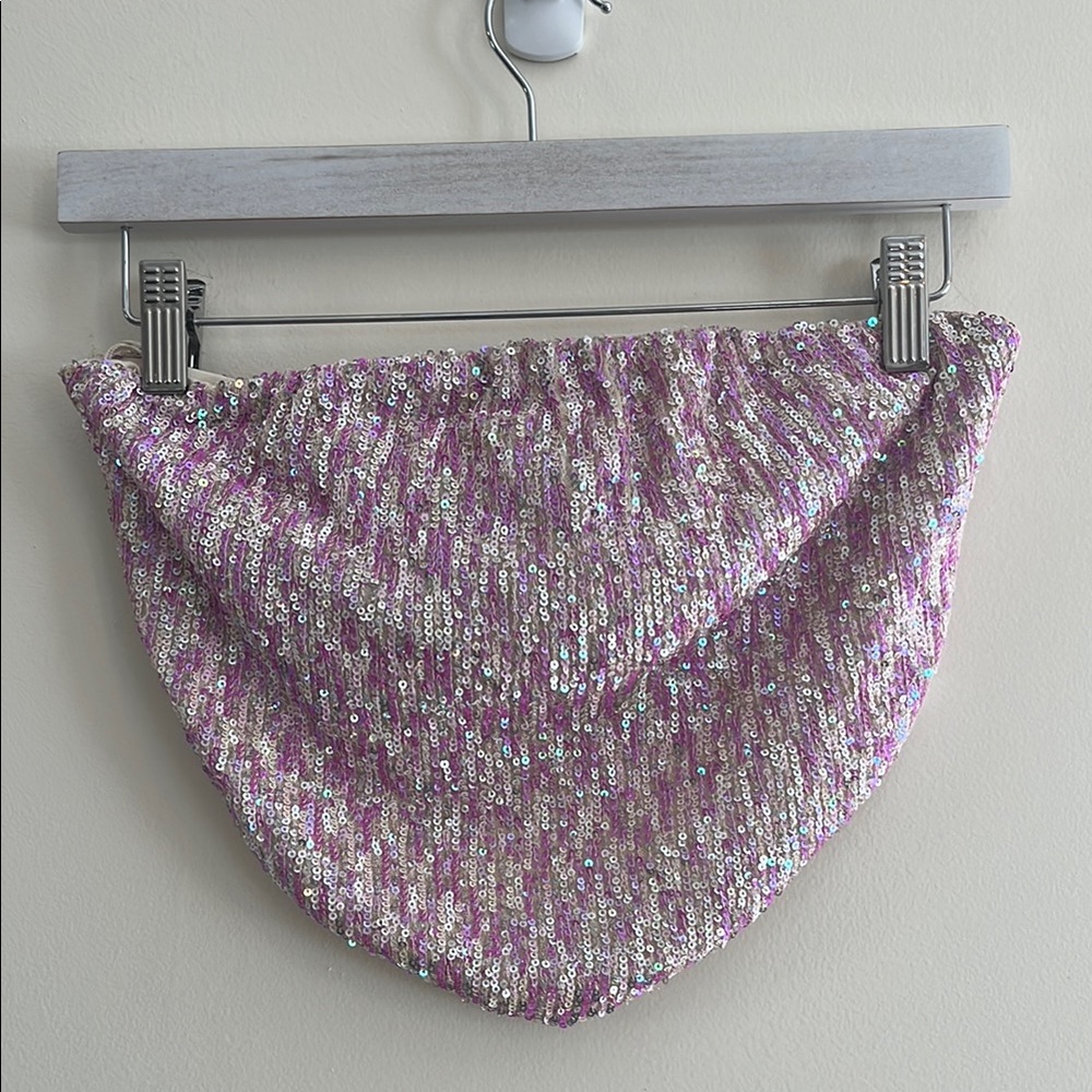 River Island Tube Top Sequin Pink Mermaid Fairy Bling y2K Festival midnight Sun‎